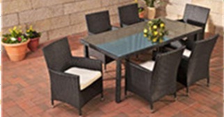 Luxury 6 Seat BBQ Dining Set With Glass Top Table - 50% BIZpaye